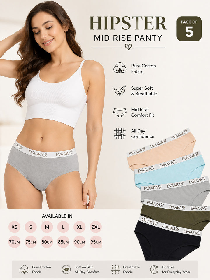 5 Pcs 100% Pure cotton brief panty