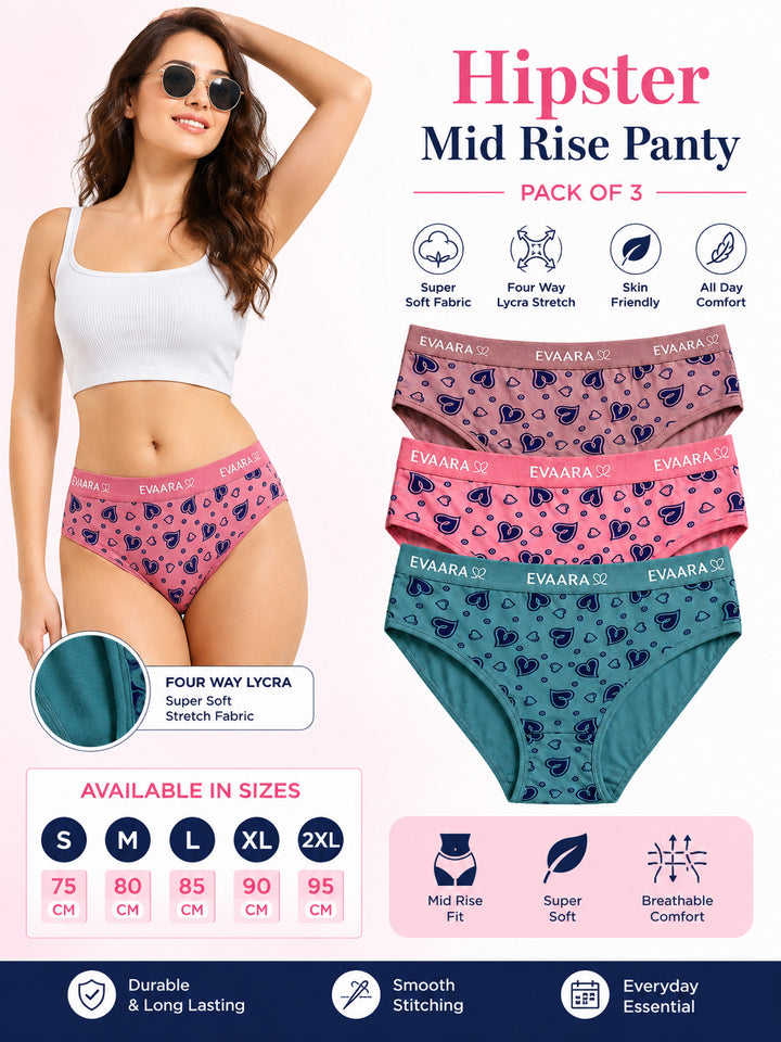 3 Pcs extra soft heart brief panty