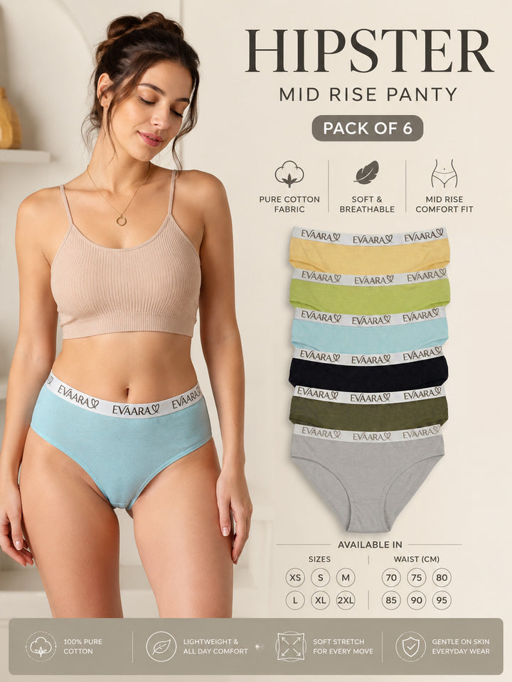 6 Pcs 100% Pure cotton brief panty