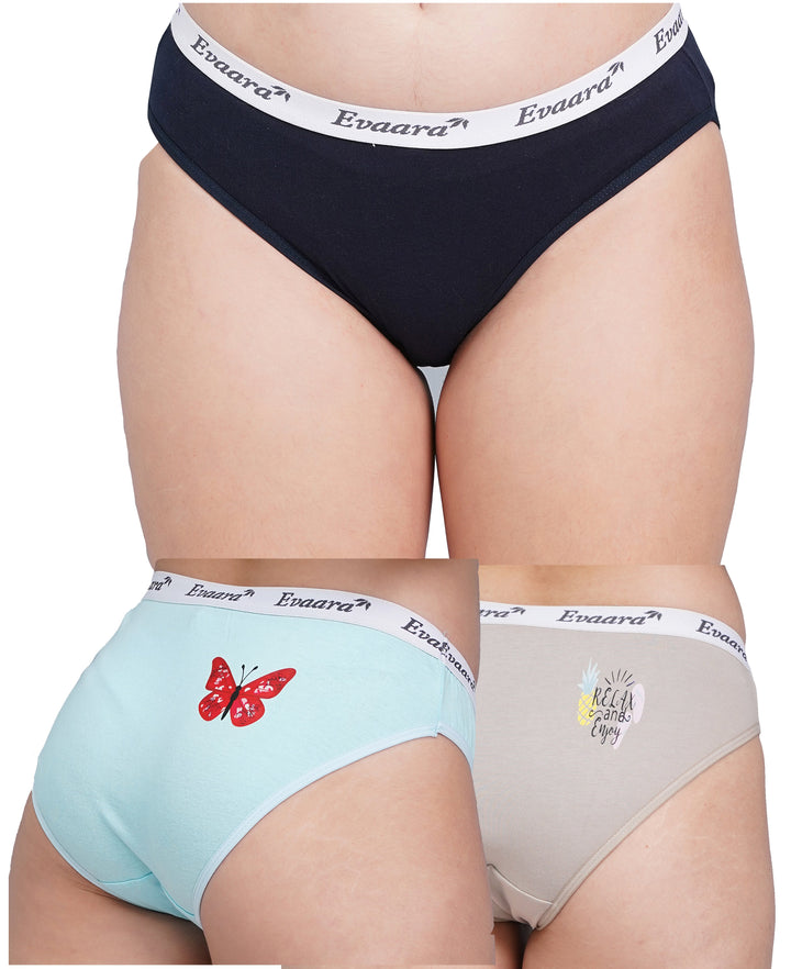 3 Pcs 100% Pure cotton washable sticker brief panty