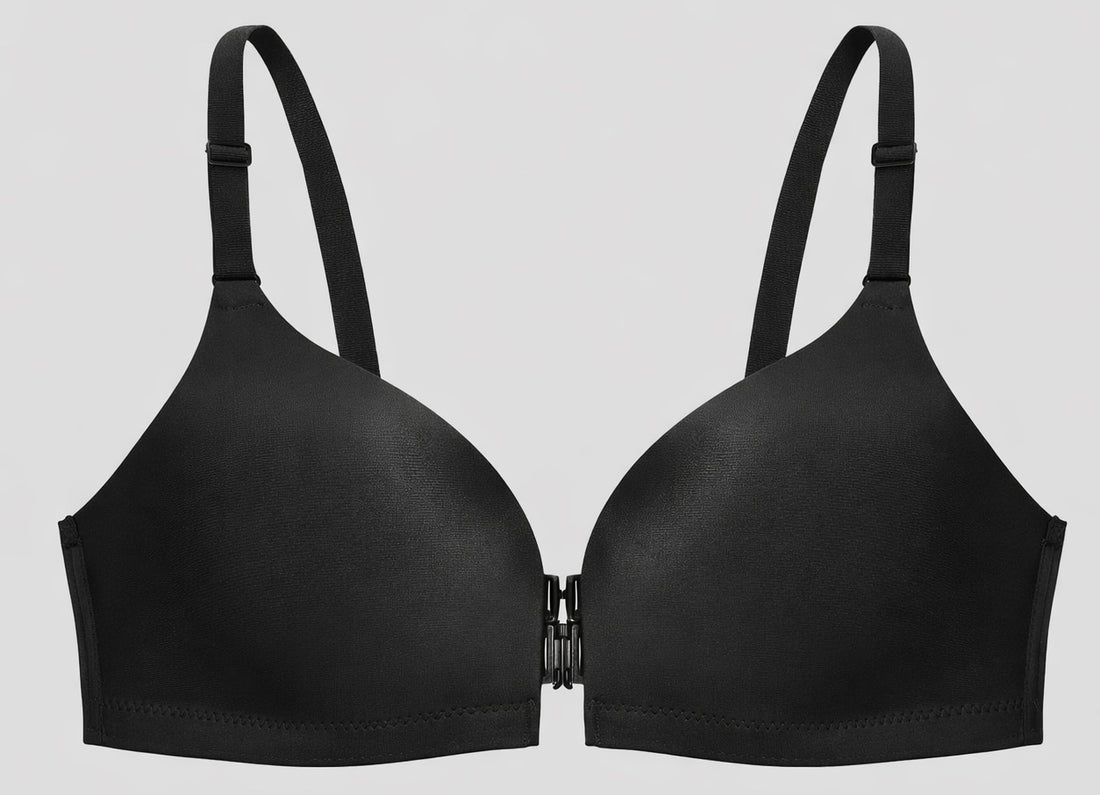 Seamless Front-Closure Bra – Black Padded Wire-Free Everyday Comfort
