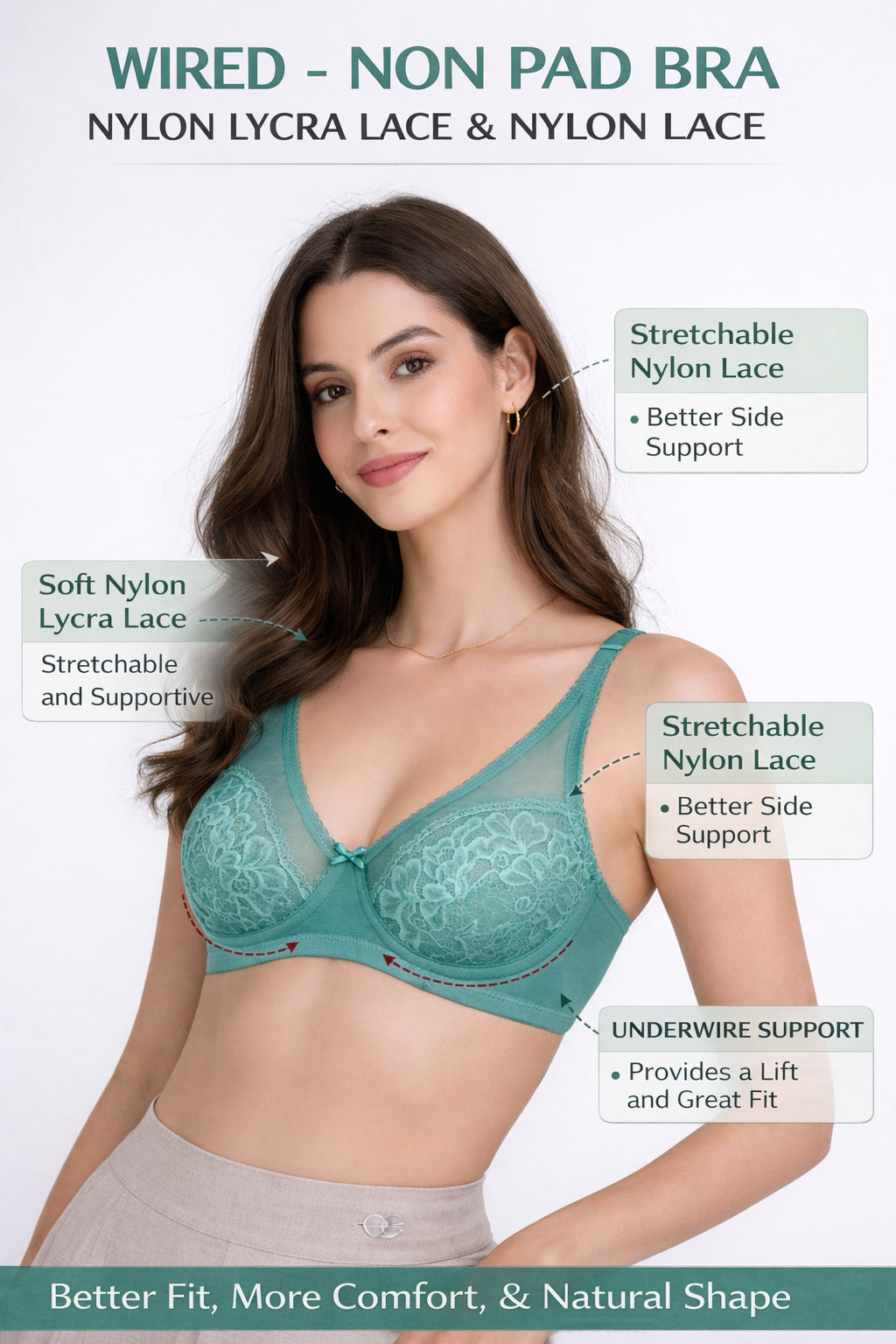 Women Wired Bra Nude, T-Shirt Bra