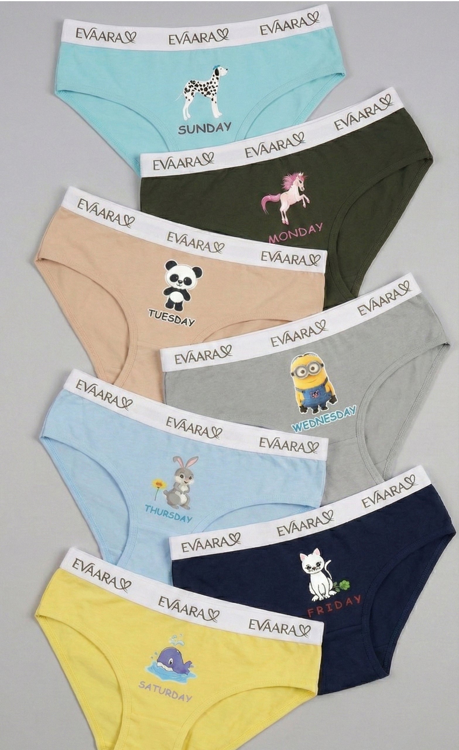 7 Pcs 100% Pure cotton washable all days stickers brief panty