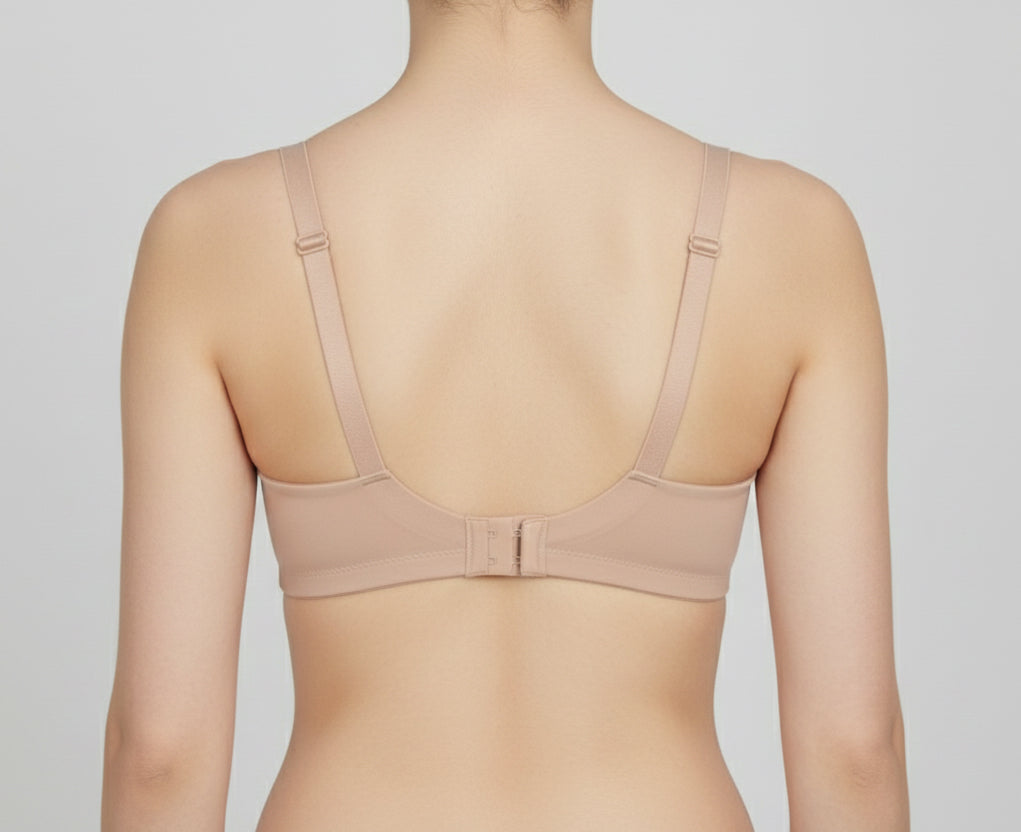 Seamless Front-Closure Bra – Nude Padded Wire-Free Invisible Support