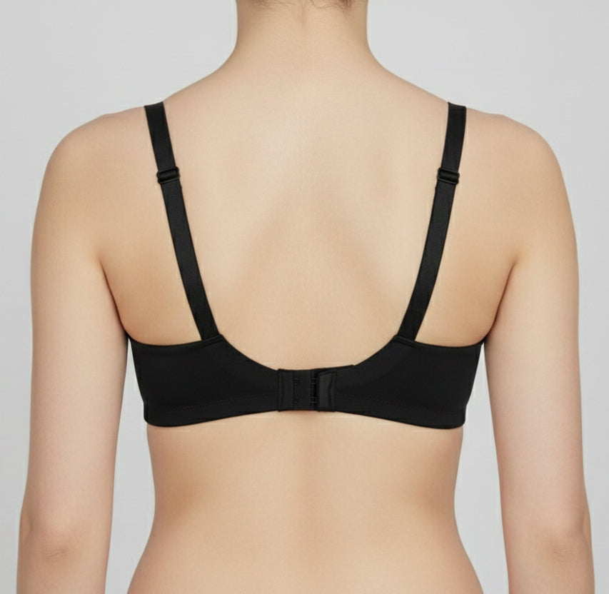 Seamless Front-Closure Bra – Black Padded Wire-Free Everyday Comfort