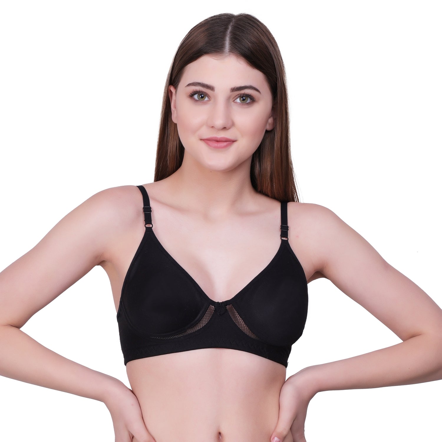 Seamless Everyday Comfort Bra – Black Non-Padded Wire-Free Bra