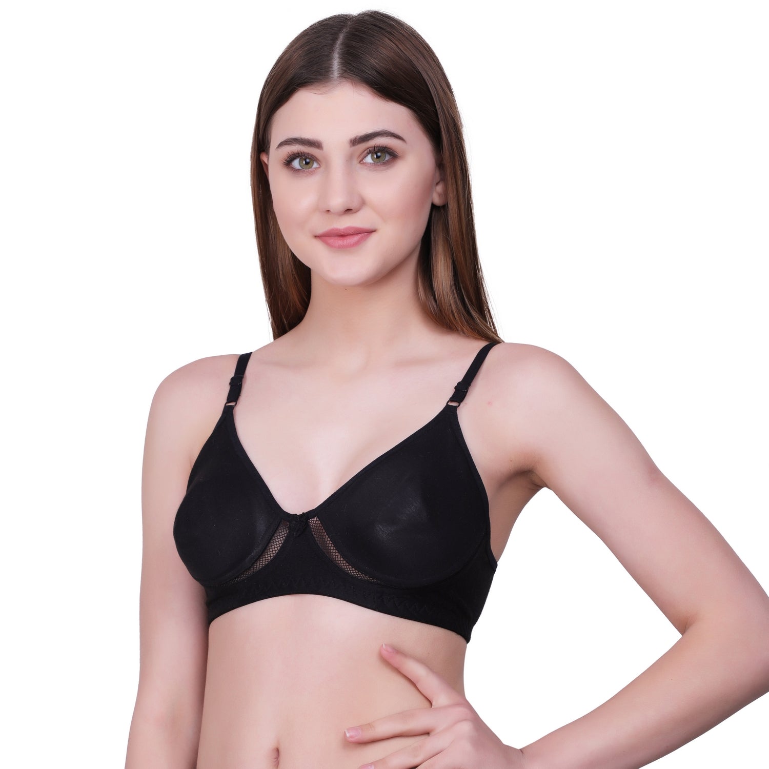 Seamless Everyday Comfort Bra – Black Non-Padded Wire-Free Bra
