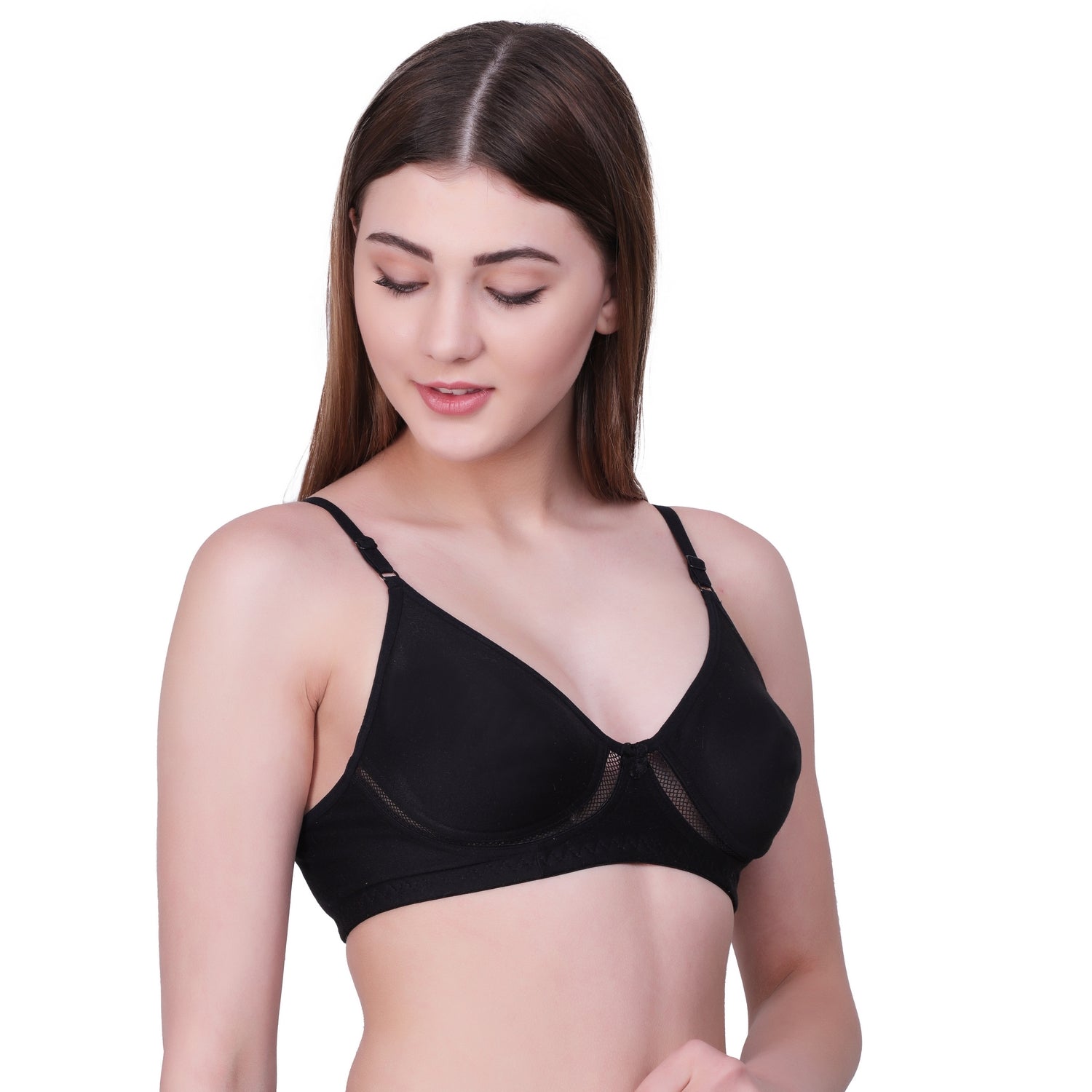 Seamless Everyday Comfort Bra – Black Non-Padded Wire-Free Bra