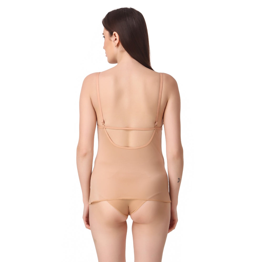 Sculpting Lace Chemise – Nude Sheer Panel Lingerie Dress